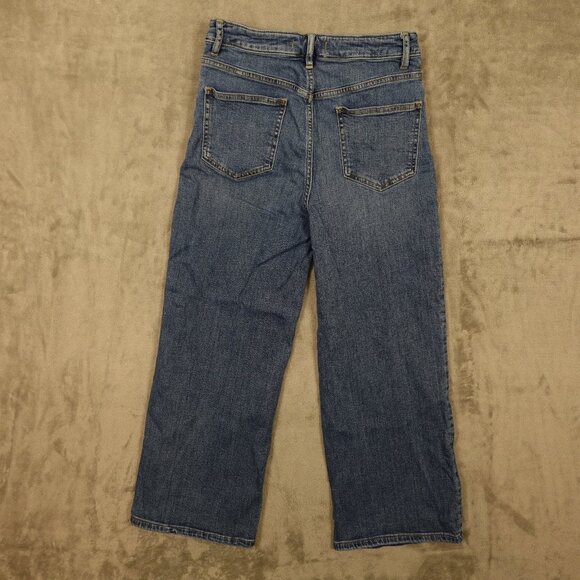 Free People jeans high rise wide leg crop women's 28 blue denim button fly - Picture 10 of 13